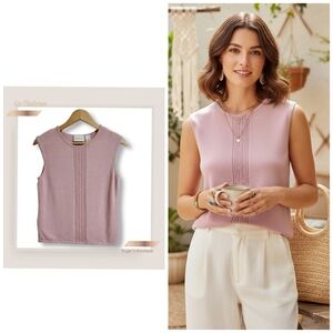 🌿Elegant Liz Claiborne Vintage Women's Pink Sleeveless Knit Top - Size Medium